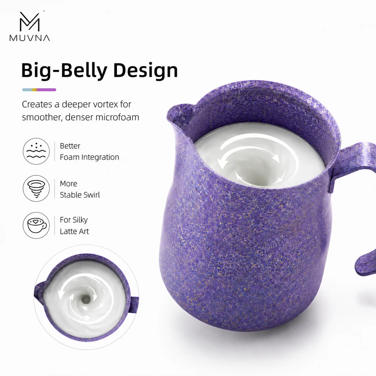 MUVNA Ti-Art 450ml Colorful Ti - đánh giá và giá Barista Milk Jug