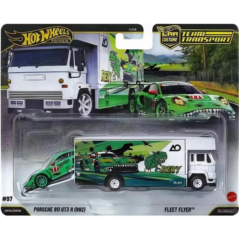 Hot Wheels Cars Fleet Flyer&Porsche 911 GT3 R (992) 1/64 Metal Die-cast Model Collection Toy Vehicles FLF56
