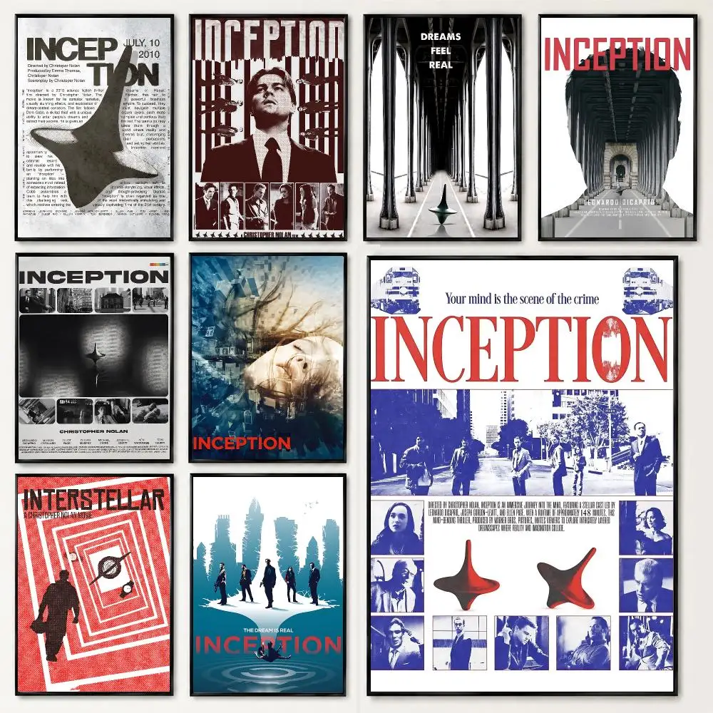 movie Inception Poster HD poster black and white simple home decoration suitable for living room bedroom corridor and gift
