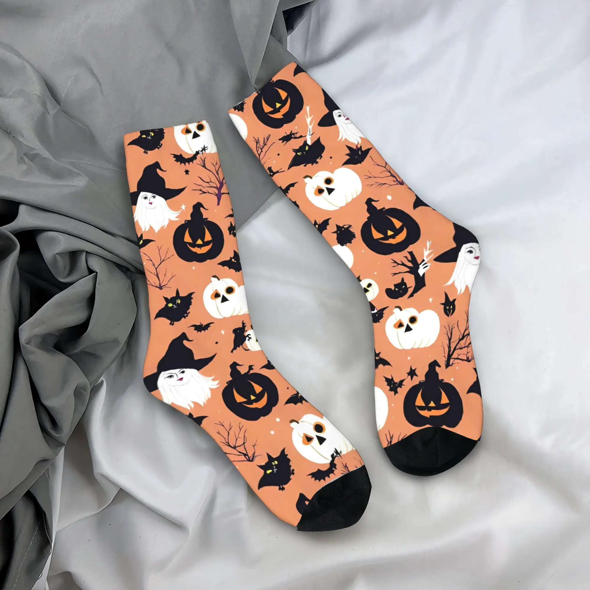 

Чулки с узором на тему Хэллоуина, мужские носки, теплые мягкие современные носки, осенние велосипедные носки с защитой от пота, дизайн, подарок на день рождения