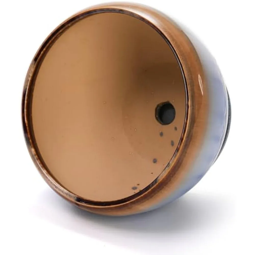 avla 3 pack ceramic plant pots, gardening drip glazed planters, decorative flower pot with drainage hole and saucer, round rusti