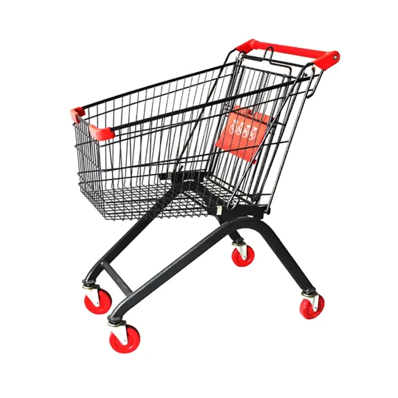Portable Electric Folding Shopping Cart With Basket Four Wheeled Trolley For Supermarket Grocery Store Lightweight Design