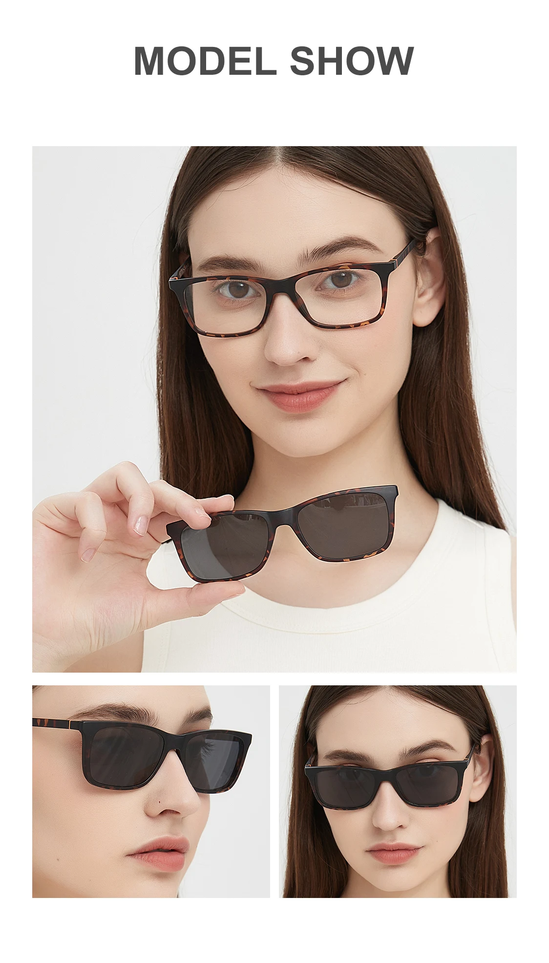 RS003 Myopie Brillen Rahmen Männer Quadratische Optische Gläser Rahmen Polarisierte Magnetische Clip auf Sonnenbrille – Detail 10