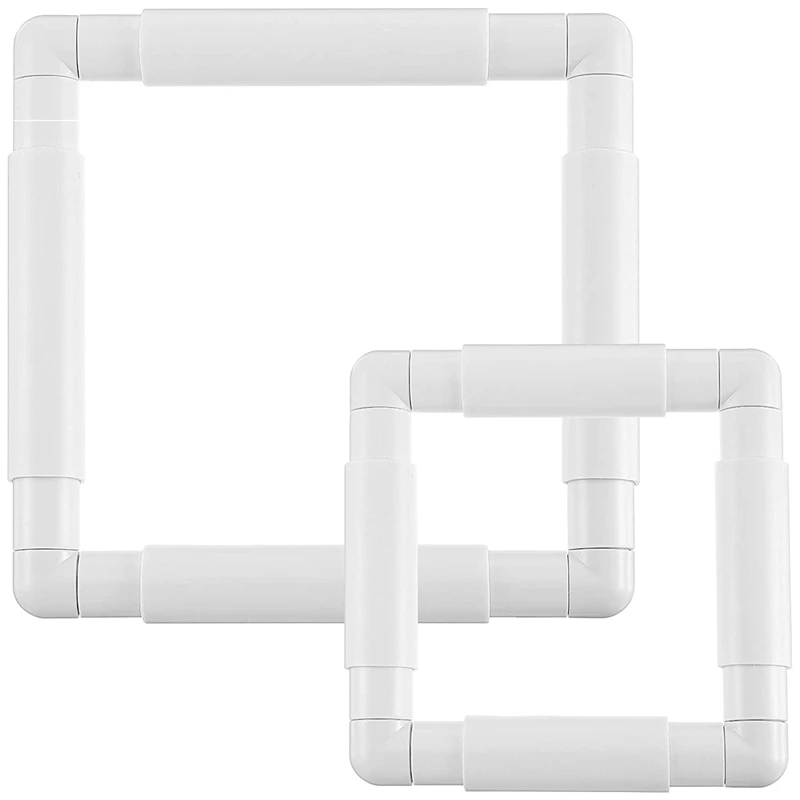 2Pc Frame Square Embroidery Hoops Q Snaps for Quilting Frame Sewing Hoop, 6X6 Inch,8X8 Inch-A09G