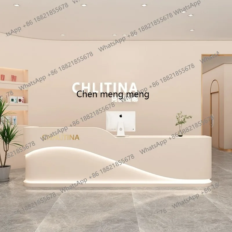 

Simple medical beauty front desk beauty club company commercial reception desk small checkout page paint bar table