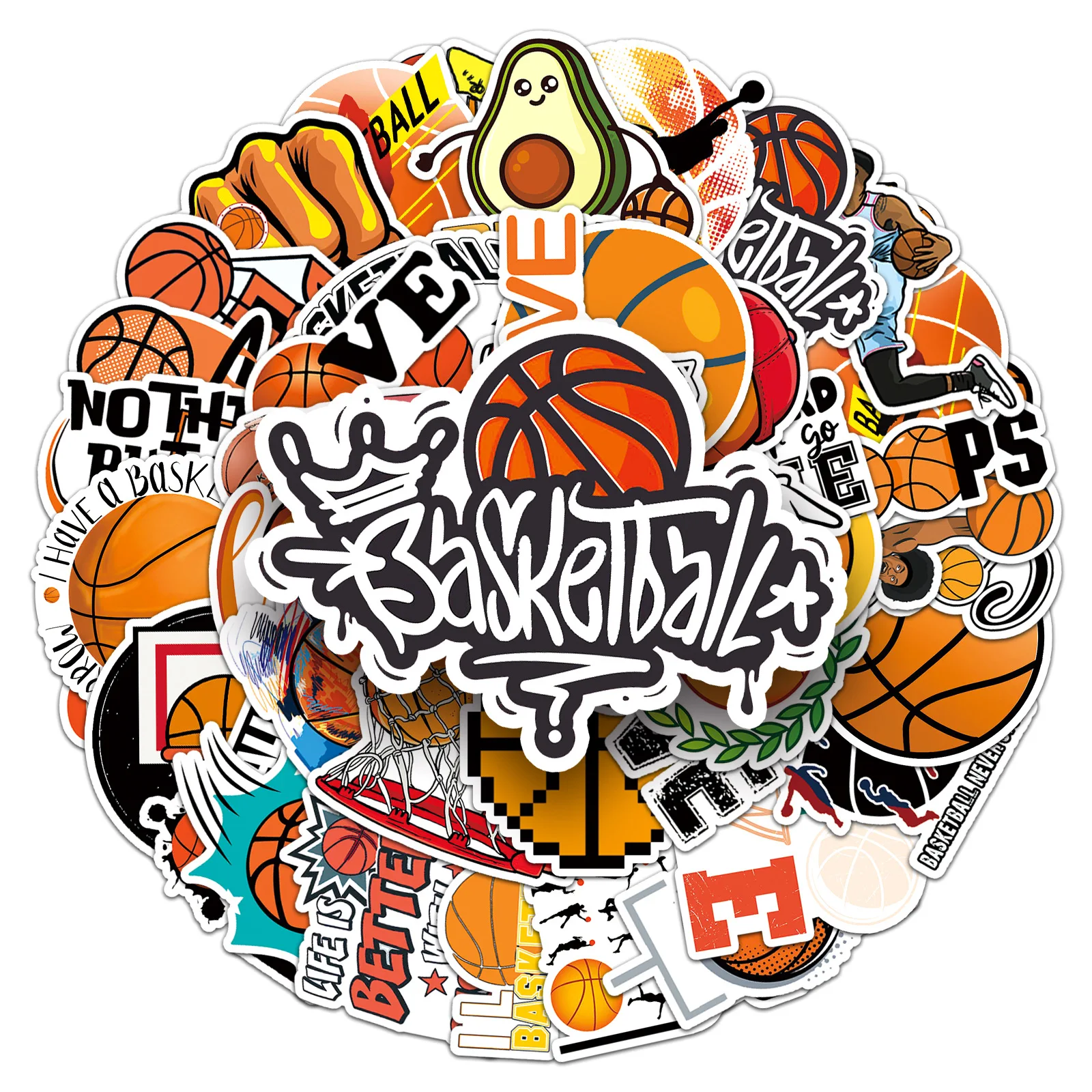 50PCS Cartoon Basketball Sports Stickers Graffiti iPad  Car Guitar DIY Personalized Wall Sticker Toys Decoration