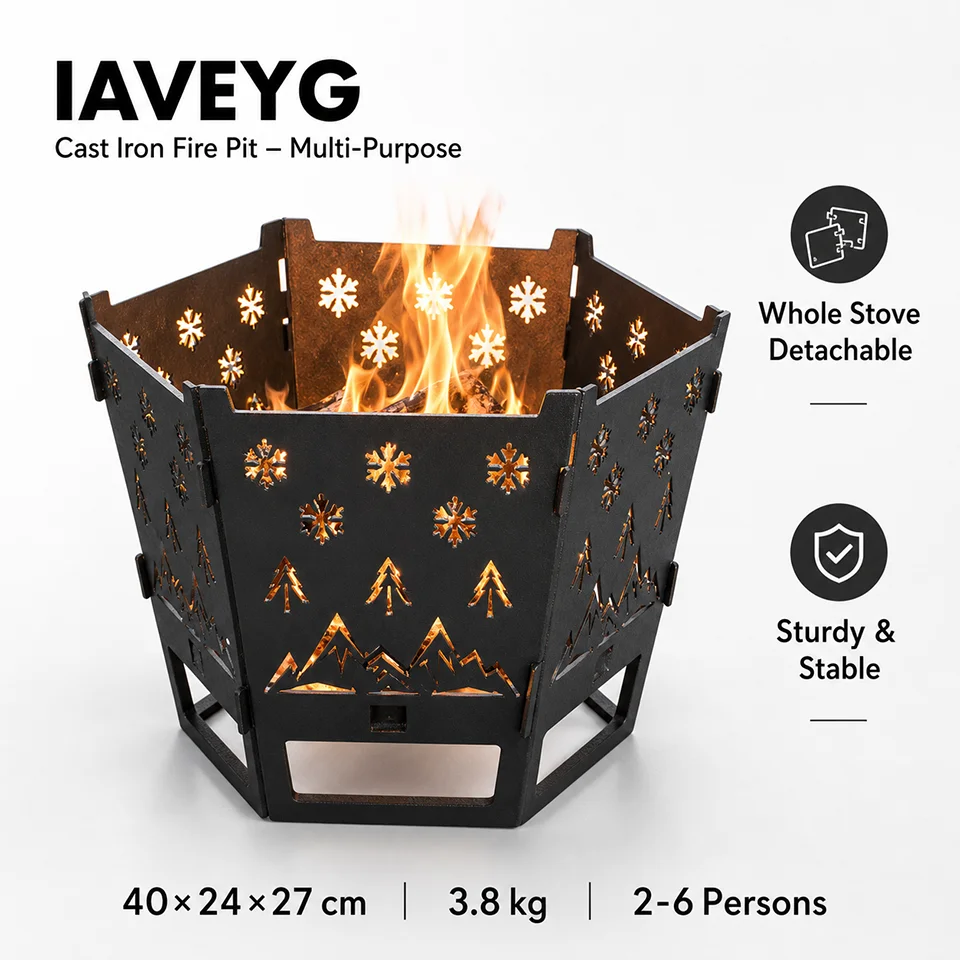 Portable Outdoor Wood Burning  - Camping Cooking Meat recension och pris
