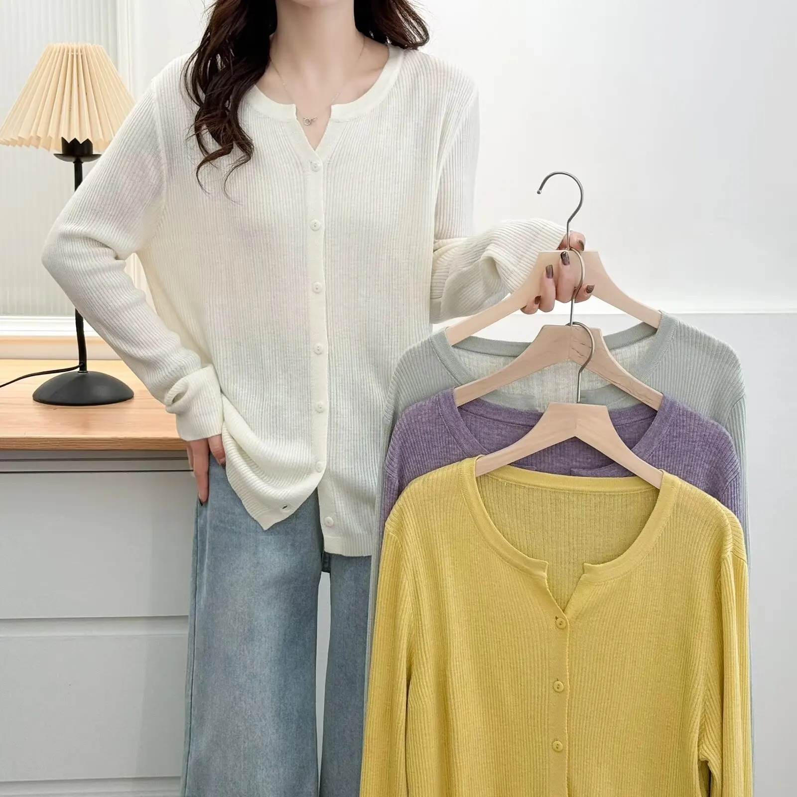 

Fashion Plus Size Women's Sweater Autumn New Style Casual Soft And Solid Color Knitted Cardigan V-neck Jumpers 2186