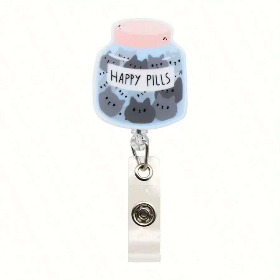 1pc Cute Medical Themed Retractable Badge Reel – Acrylic ID Holder for Doctors, Nurses, RN, LPN, Healthcare Staff