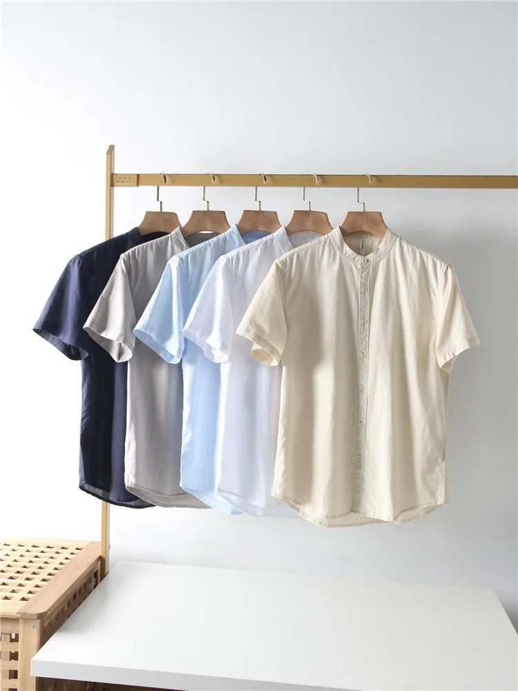 

55% лен, 45% хлопок, воротник-стойка, летний повседневный свободный ort Sve, мужской, дышащий, удобный, модный, молодежный