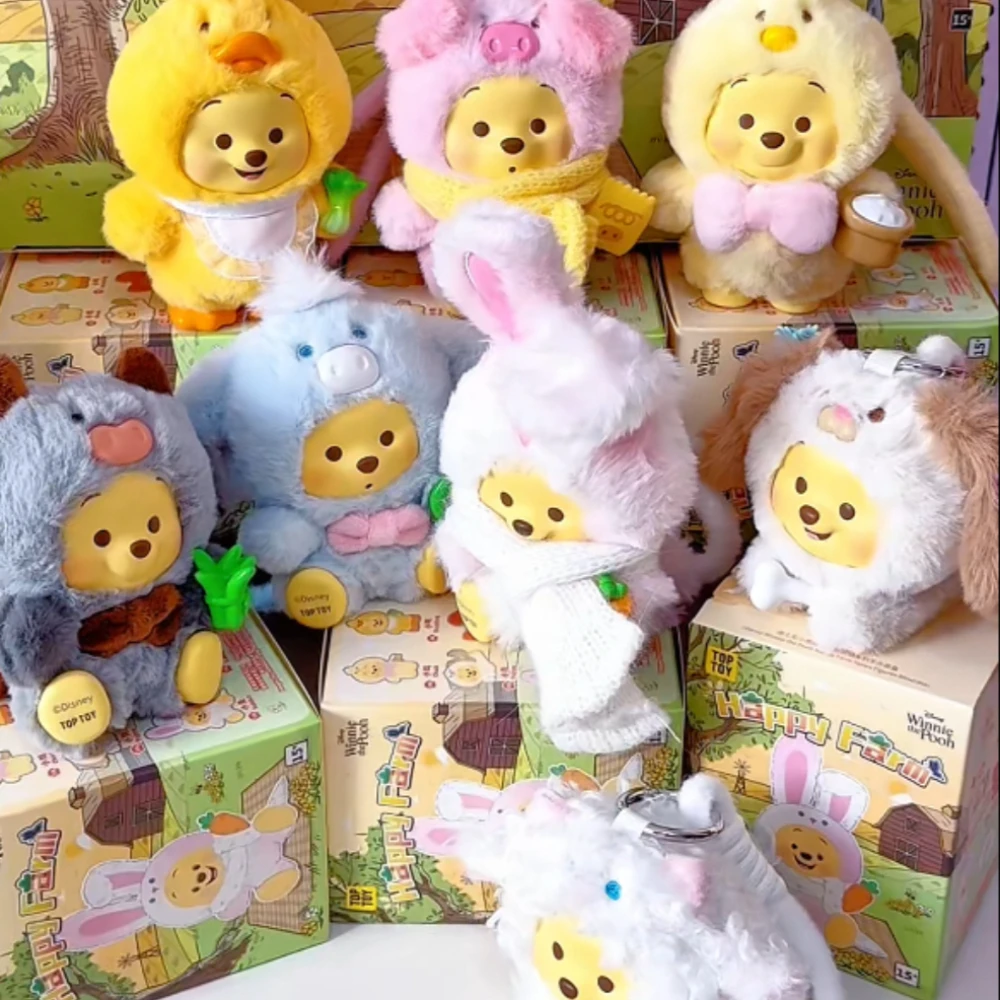 

Disney Winnie The Pooh Happy Farm Blind Box Pendant Cute Desktop Mystery Box Action Figure Toys Kawaii Anime Doll Ornament Gifts