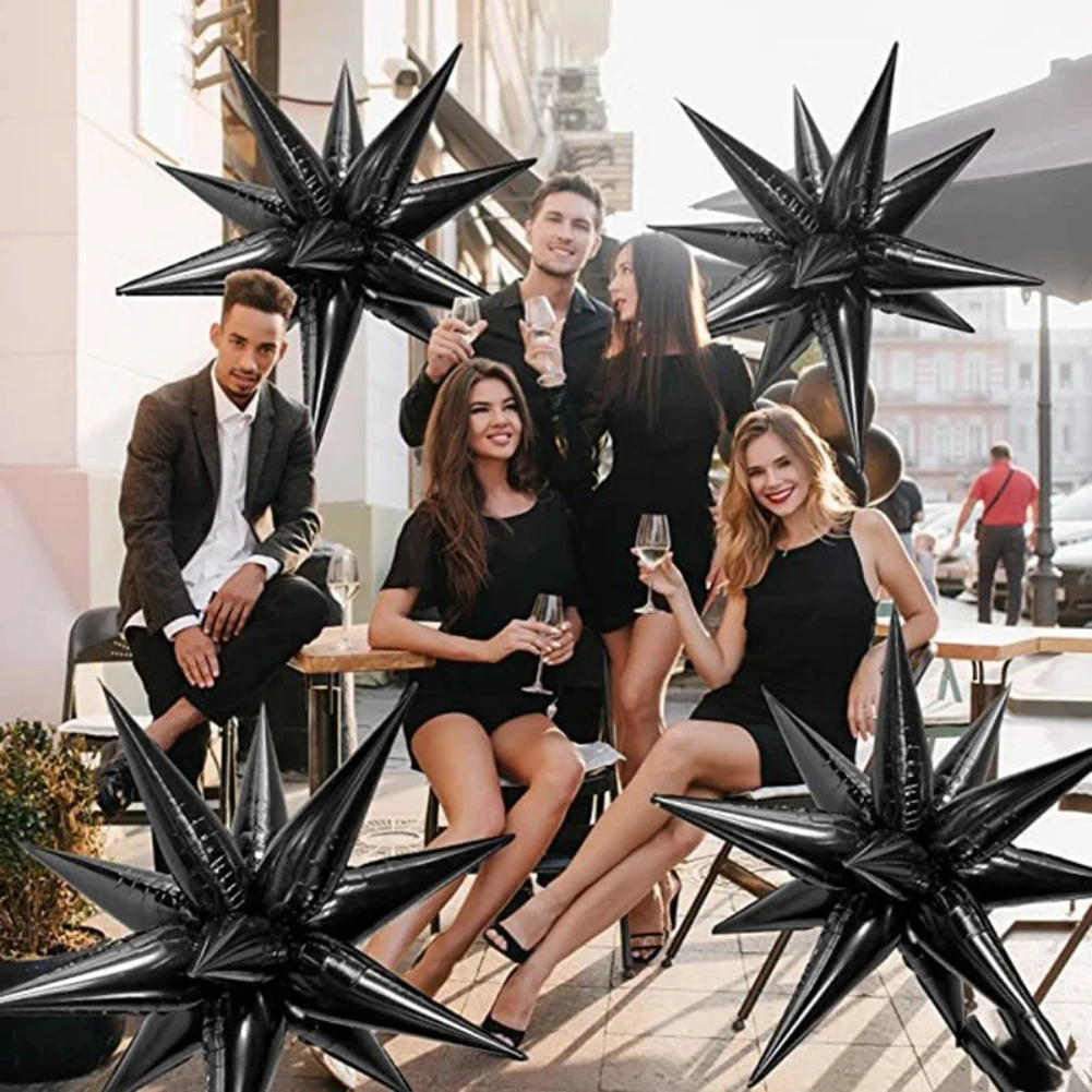 

12Pcs 3D Standing Explosion Star Balloons Christmas Decorations Star Water Drop Cone Foil Balloon Birthday Wedding Decor