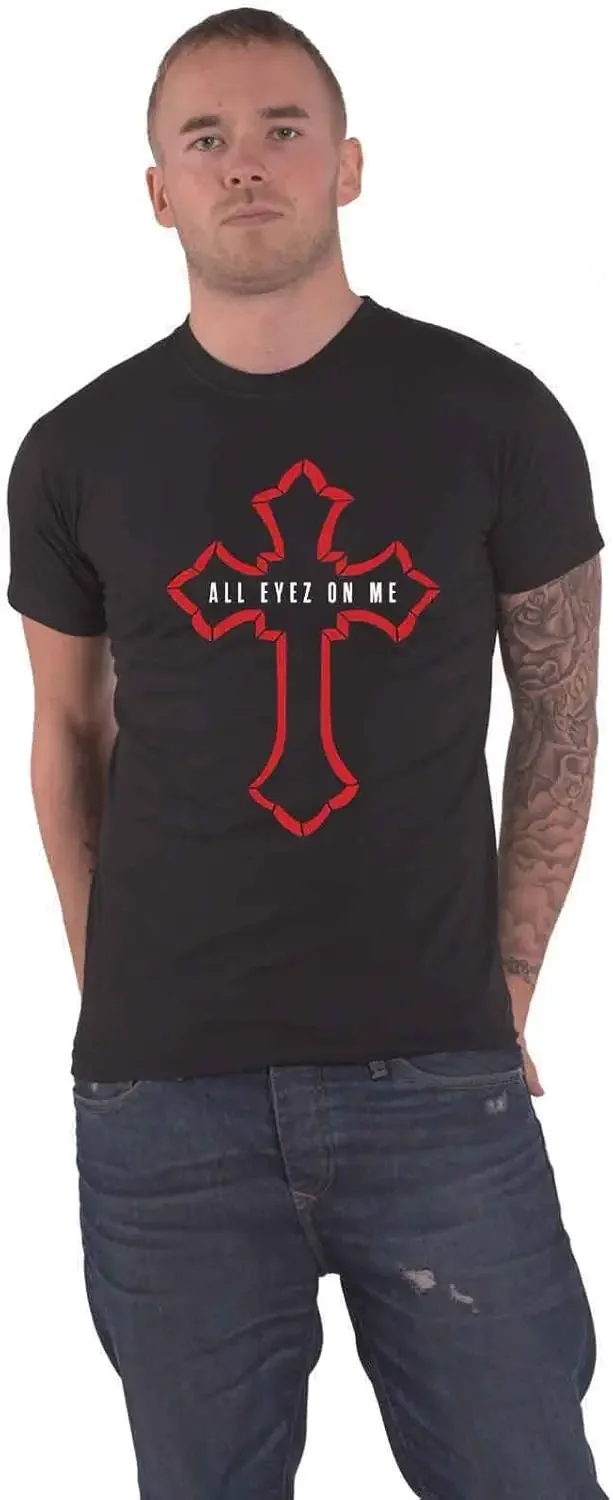 Tupac T Shirt 2Pac All All Eyez On Me Cross Logo Official Mens Black Size XXL