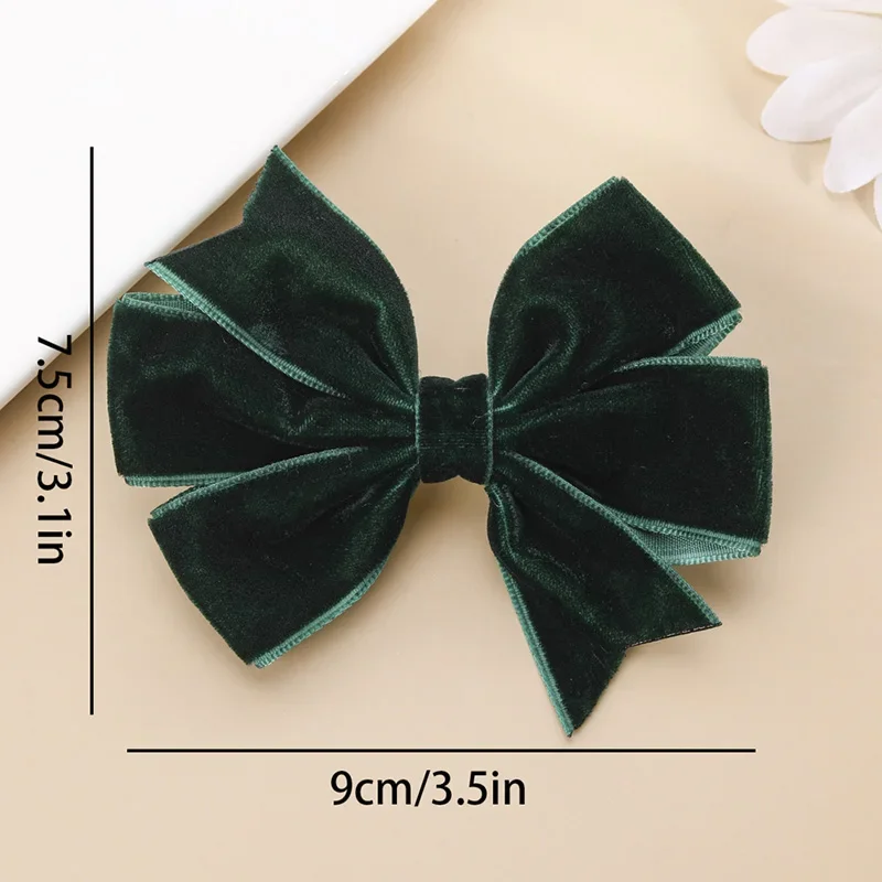 2Pcs Sweet Velvet Bow Hairpins Solid Color Bowknot Hair Clips For Girls Satin Barrettes Duckbill Clip Kids Hair Accessories