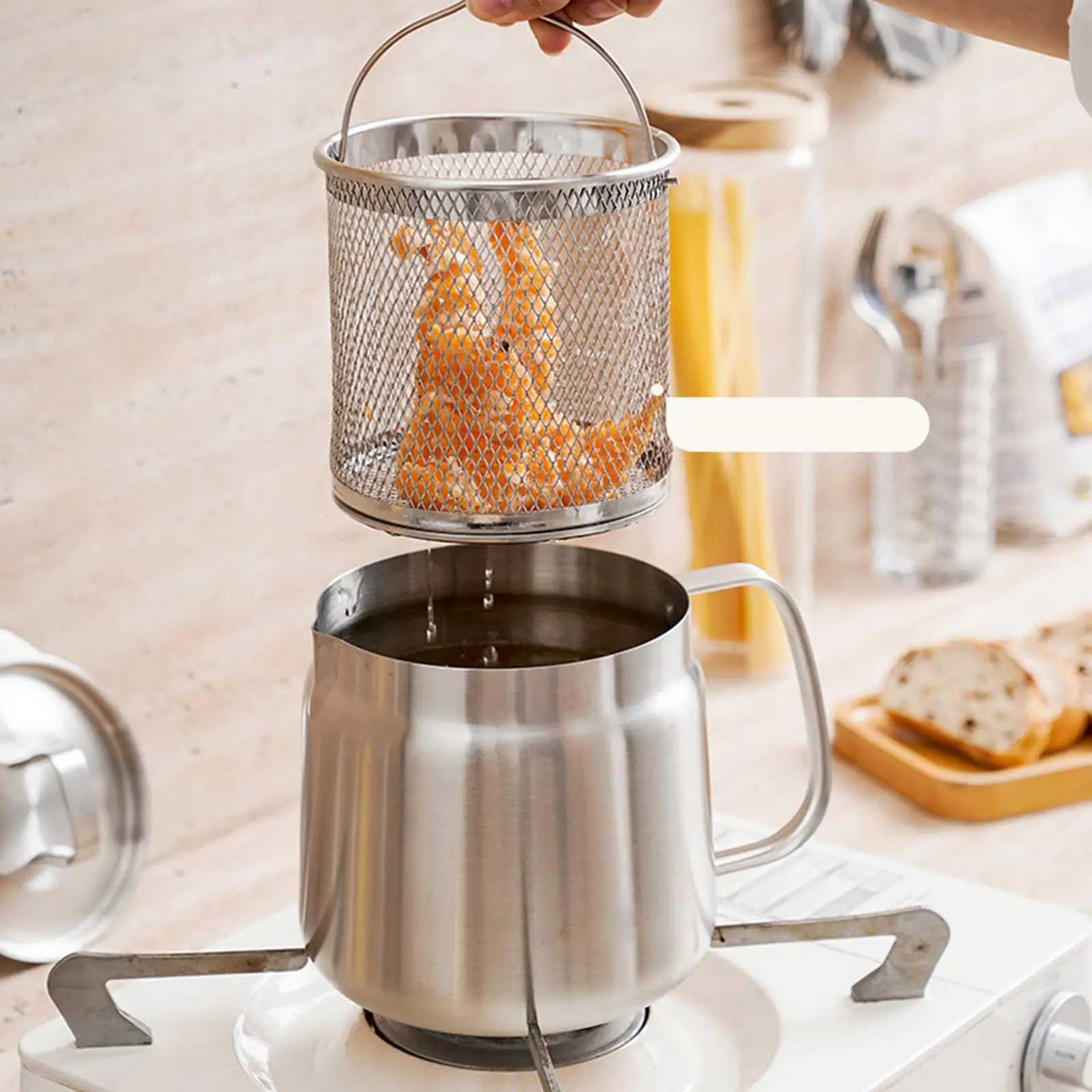 

Глубокая фритюрница, кастрюля из нержавеющей стали, кухонные принадлежности, инструменты, кастрюля для супа, кастрюля с корзиной для ресторана, молочного пикника, вечеринки