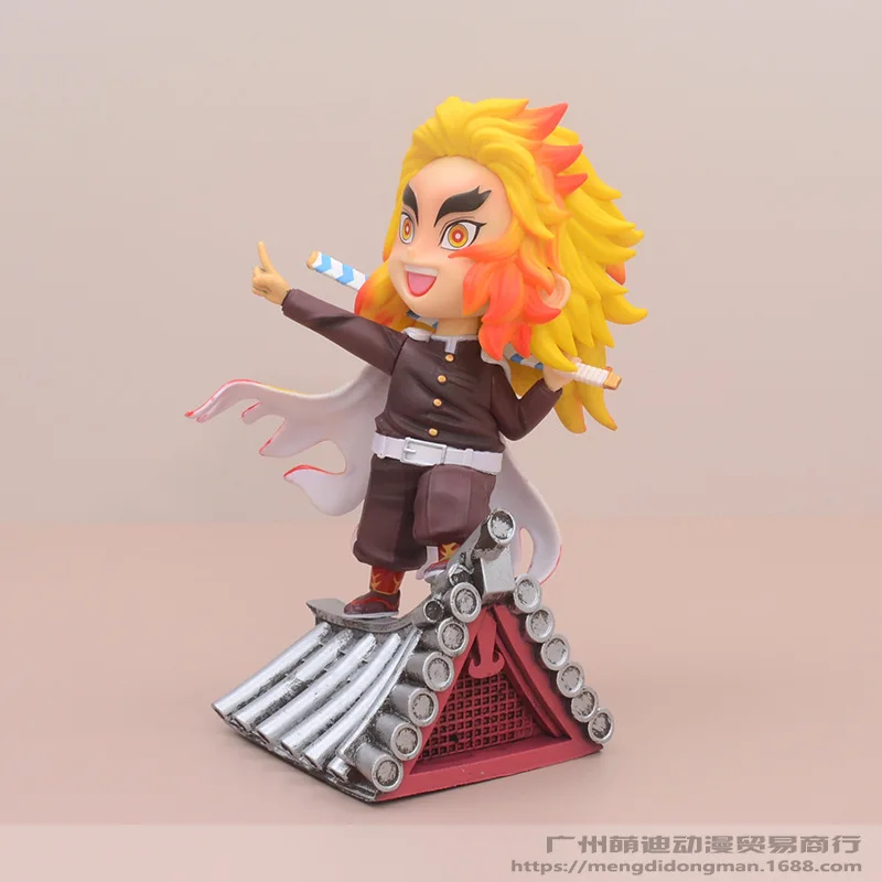 17cm anime demon slayer rengoku kyoujurou q versão postura de pé figura de ação pvc modelo brinquedos decoração de mesa carro ornamento presentes