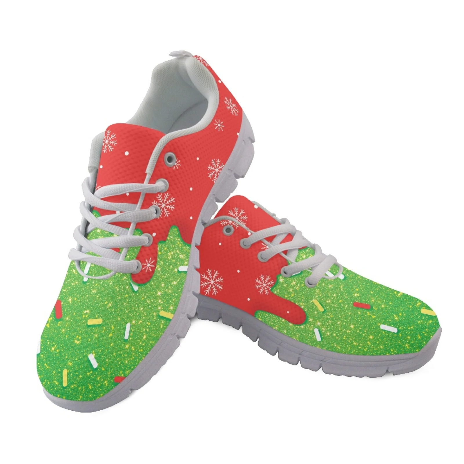 Coloranimal Christmas Snowflake Fashion 2026 Casual Sports Trainers Mesh & EVA Sole Walking Shoes Training Athletic Shoes