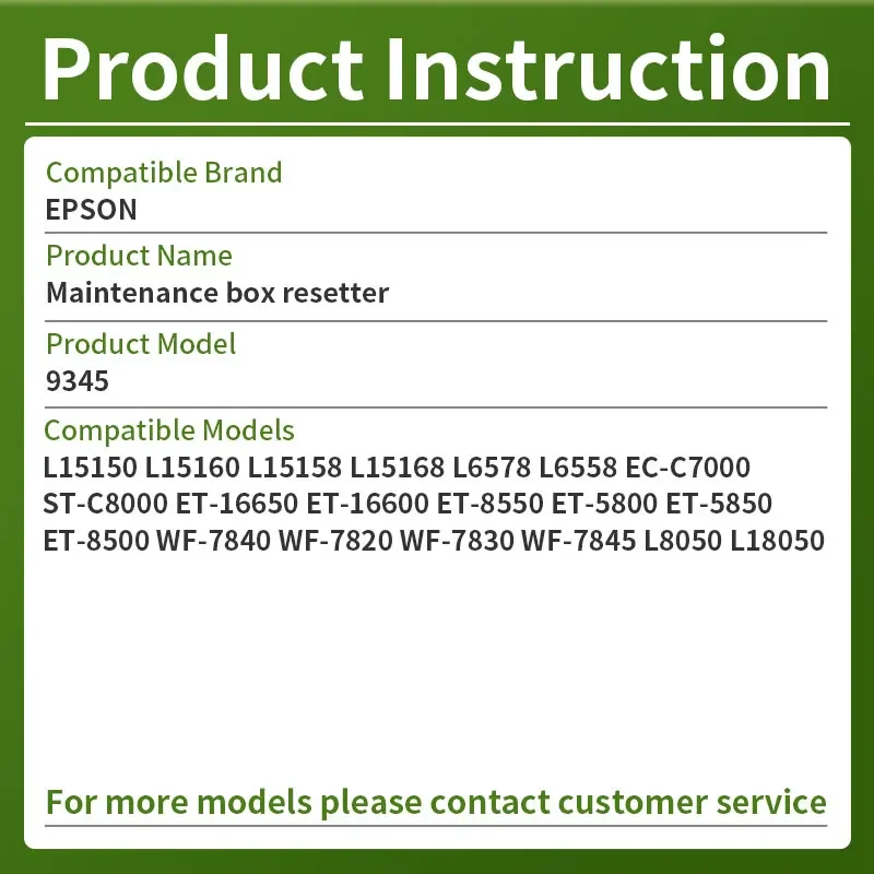 C9345 Maintenance box Chip Resetter compatible for Epson L15150 L15160 L6550 L6570 L8168 L8188 L8160 L8180 Pro L15180 printer