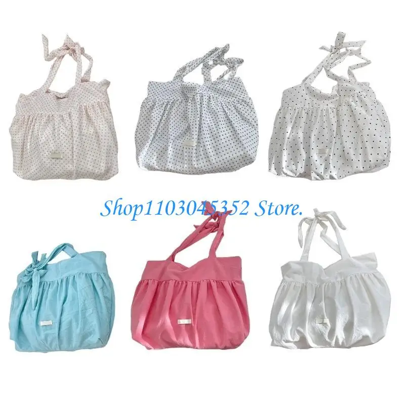 

A3PE Casual Ruched Skirt Design Shoulder Bag Large Capacity Canvas Underarm Handbag School Bag for Women and Students