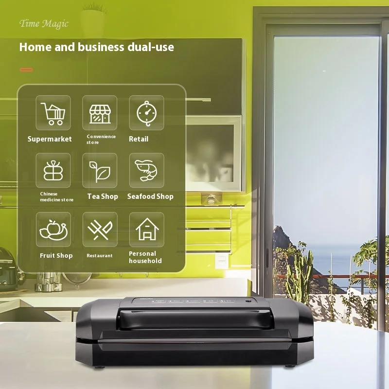 Deli LM1001 Fully Automatic Small Home Vacuum Packaging Machine Dry Wet Food Preservation For Office Equipment Use