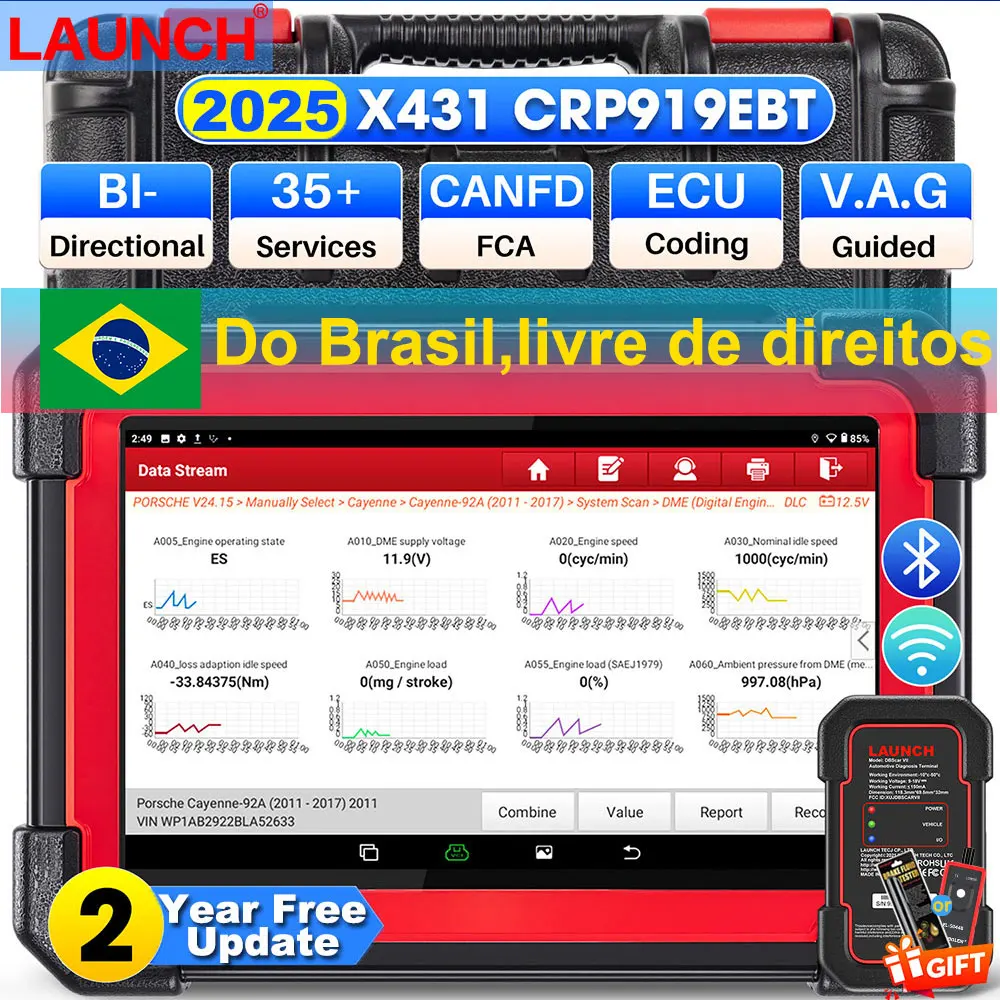 2025 novo lançamento x431 crp919e bt obd2 scanner ecu codificação ferramenta de diagnóstico do sistema completo pode fd/doip dbscar vii 31 + redefinição