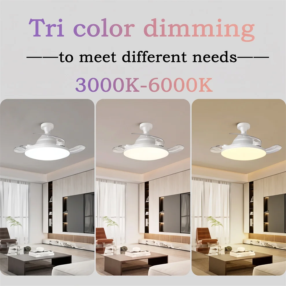 High Brightness Invisible Ceiling Fan Light Smart Silent AC85-265V with Remote Control E27 Socket Converter Base Bedroom Living