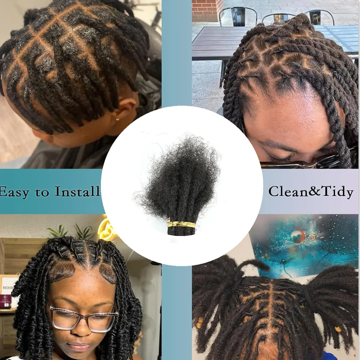 0,6 cm 4-8 Zoll Reguläre Loc-Extensions Echthaar 50 Strähnen Vollständig Handgefertigt 100% Echthaar Dreadlock-Extensions für Männer und Frauen – Detail 14