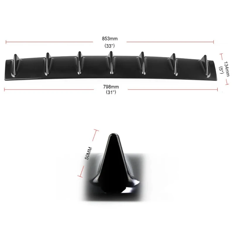 Seven toothed shark fins, rear bumper, chassis decoration, deflector, automotive universal personalized modification accessories