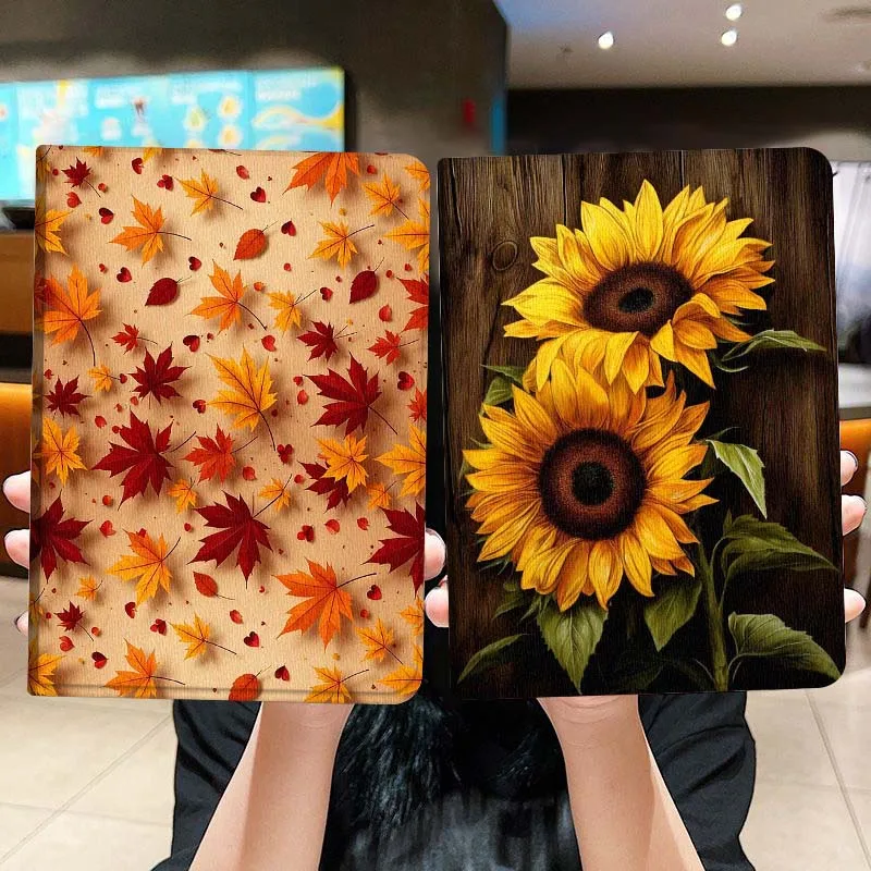 

Flower Leaf Sunflower Art For iPad Pro Air Mini 2 3 4 5 6 7 6th 7th 10th 11th 10.2 9.7 10.5 11 Foldable Tablet Case Gift