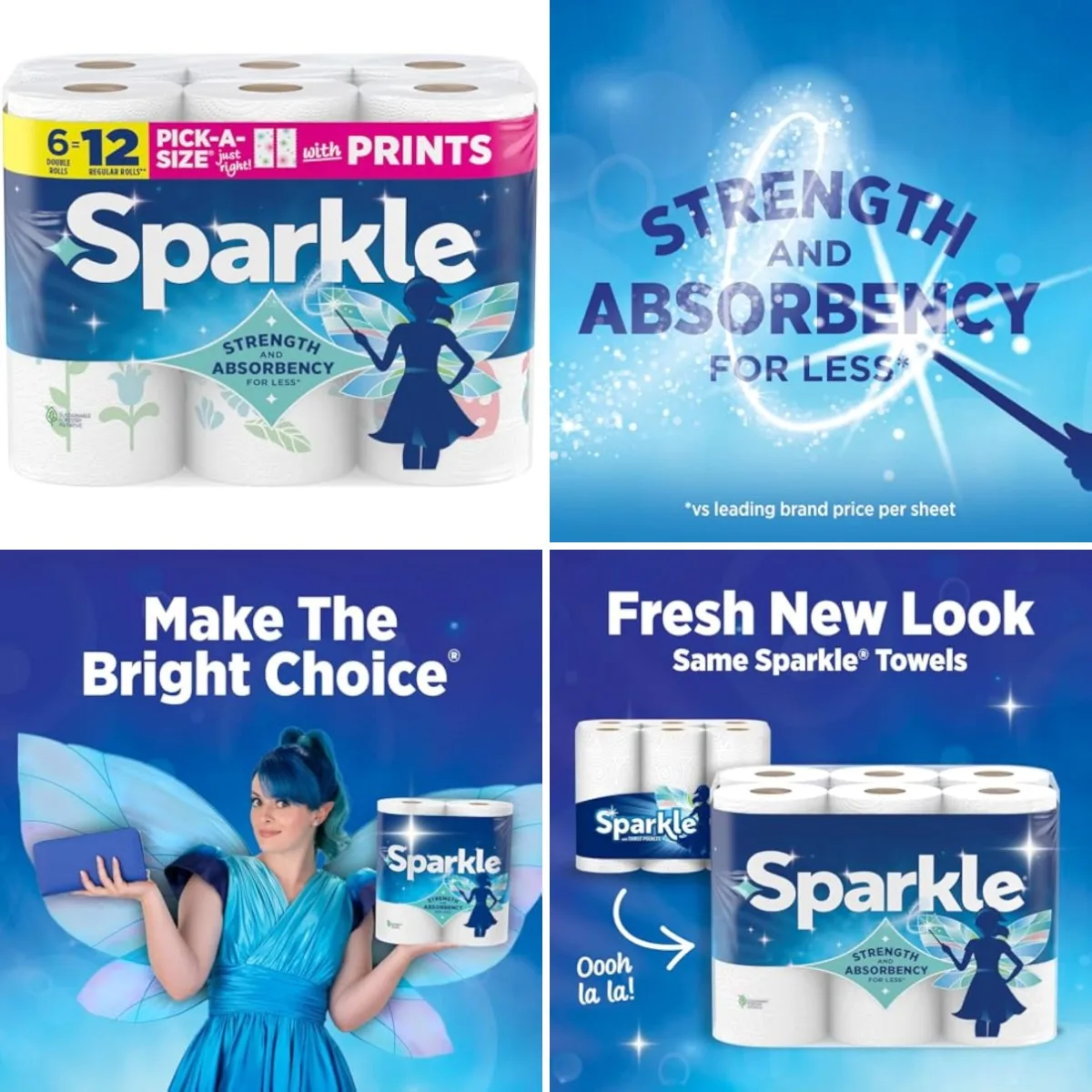 Pick-A-Size Paper Towels, 2-Ply Spirited Prints, 6 Double Rolls