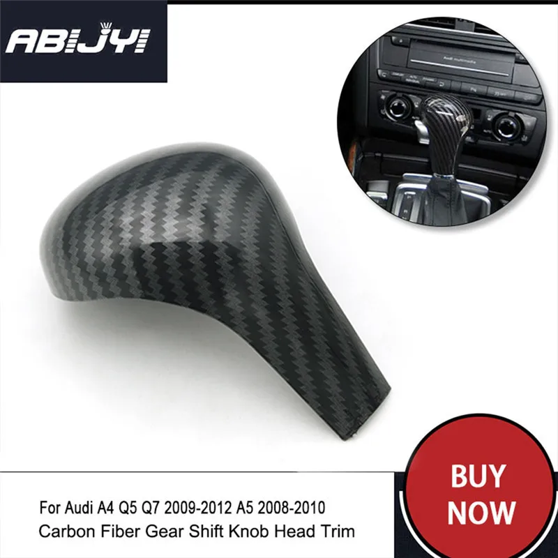 

Car Interior Black Carbon Fiber Gear Shift Knob Head Trim Cover For Audi A4 Q5 Q7 2009-2012 A5 2008-2010