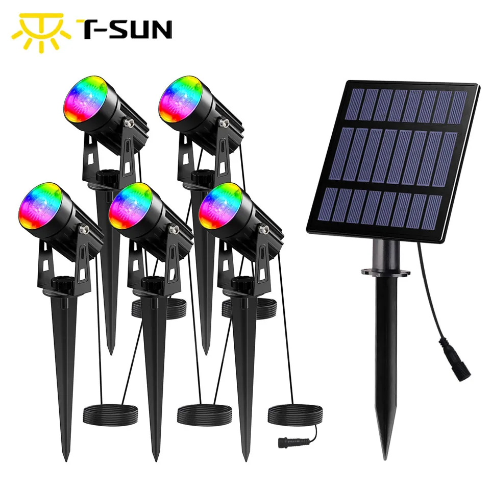 

T-SUNRISE 5/6 лампы RGB светодиодный солнечные светильник на открытом воздухе Авто Вкл/Выкл IP65 Водонепроницаемый Солнечный сад освещение наружное украшение газон лампы