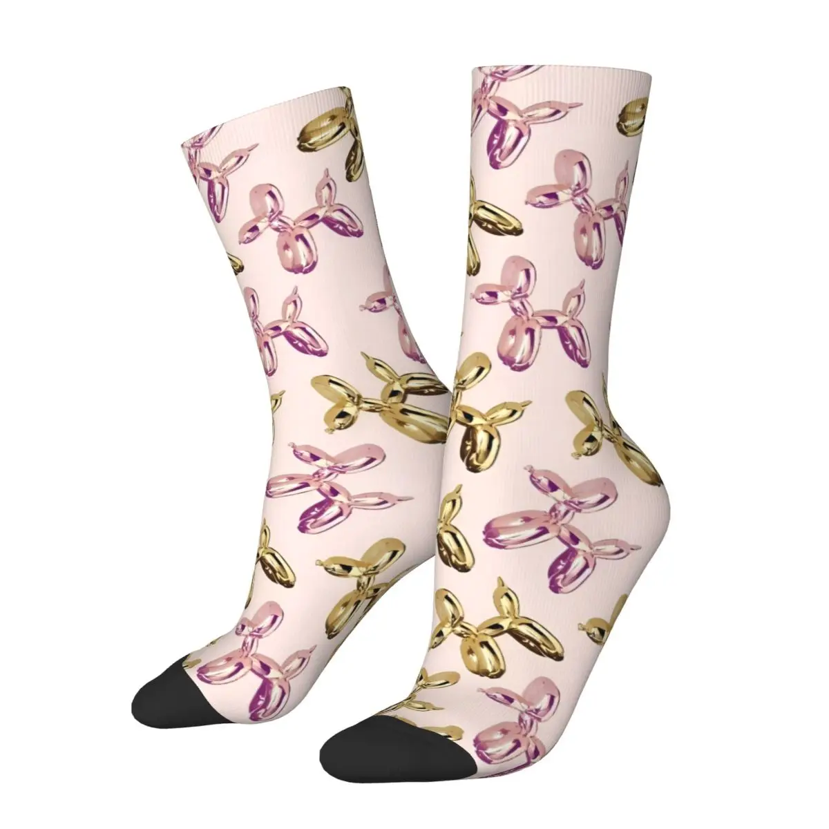 Pink Retro Balloon Dog Socks para casais, meias anti-suor, médio, macio, esportes, corrida, inverno, gráfico