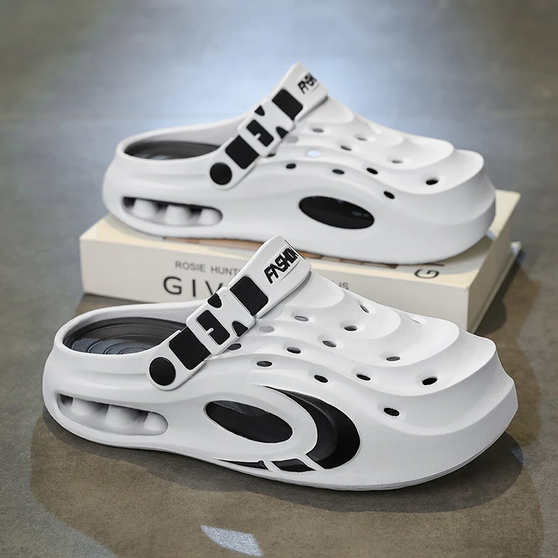 

Мужские повседневные сабо: дышащие летние туфли на толстой подошве, модные сандалии для мужчин, новинка 2026 года, трендовые садовые туфли, уличные шлепанцы для мужчин