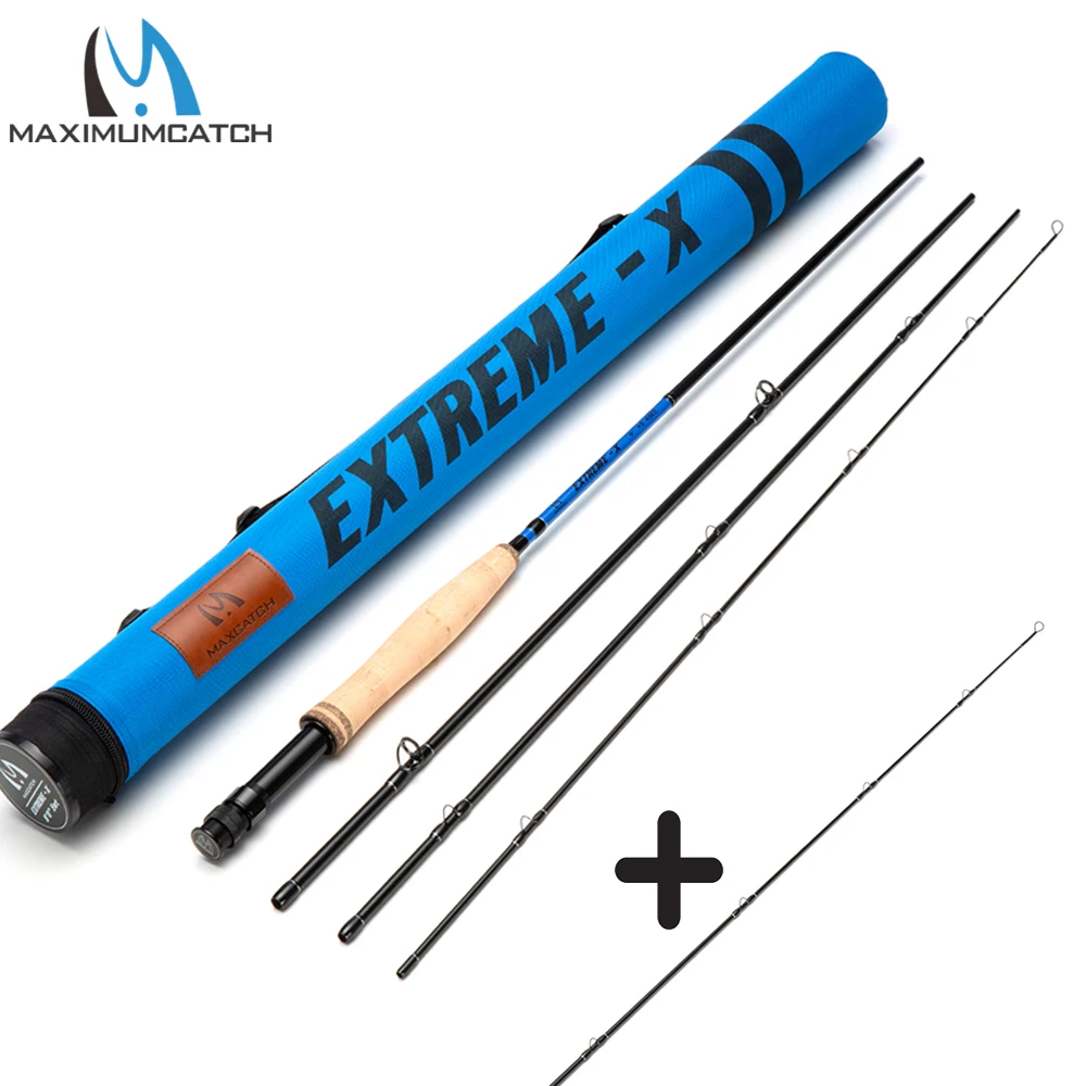 Maxcatch Extreme X Fly Fishing Rod 8.4/8.5/9FT 3-8WT Fast Action Carbon Fiber Fly Rod with Extra Tip Section and Carry Tube Case