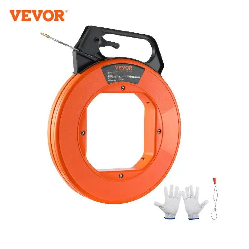 VEVOR Fish Tape 100/240/125ft Fiberglass/Steel/PET Wire Puller with Optimized Housing and Handle for Wall and Electrical Conduit