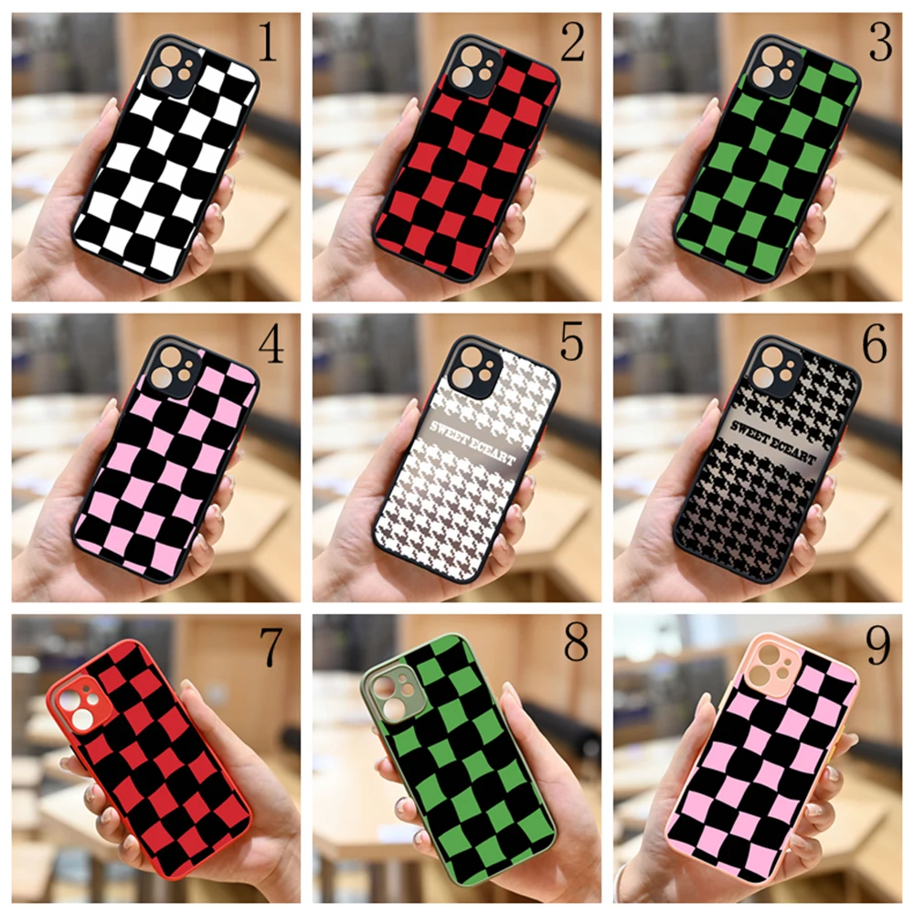 Fashion Twisted Lattice Grid Phone Case for iPhone 13 12 11 Pro MAX Mini 7 8 Plus 6s X XS Max XR SE20 Back Cover Fundas Shells