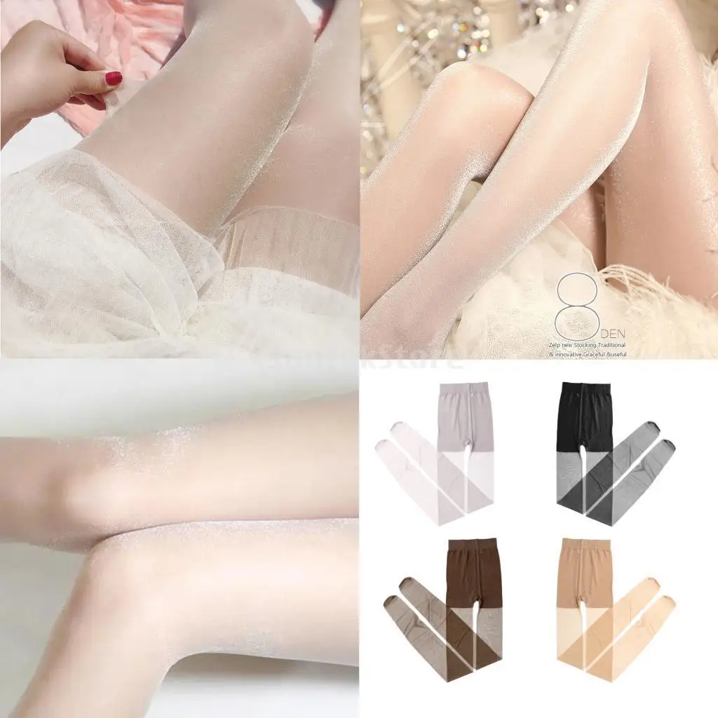 ผู้หญิงถุงน่องโลหะ Pantyhose ถุงน่องเอวสูงถุงเท้า Tulle