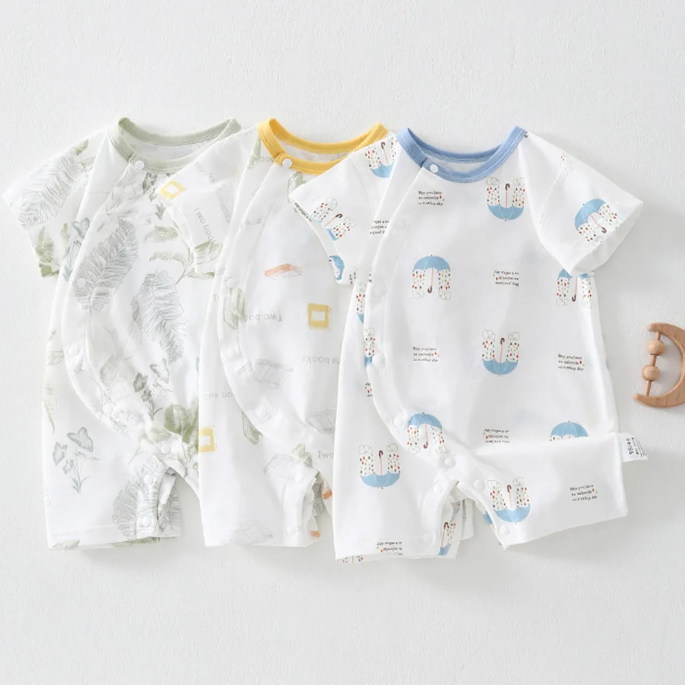 Baby Boy Summer Clothes 100% Cotton Lightweight Baby Girl Romper Short Sleeve Boutique Infant Jumpsuits