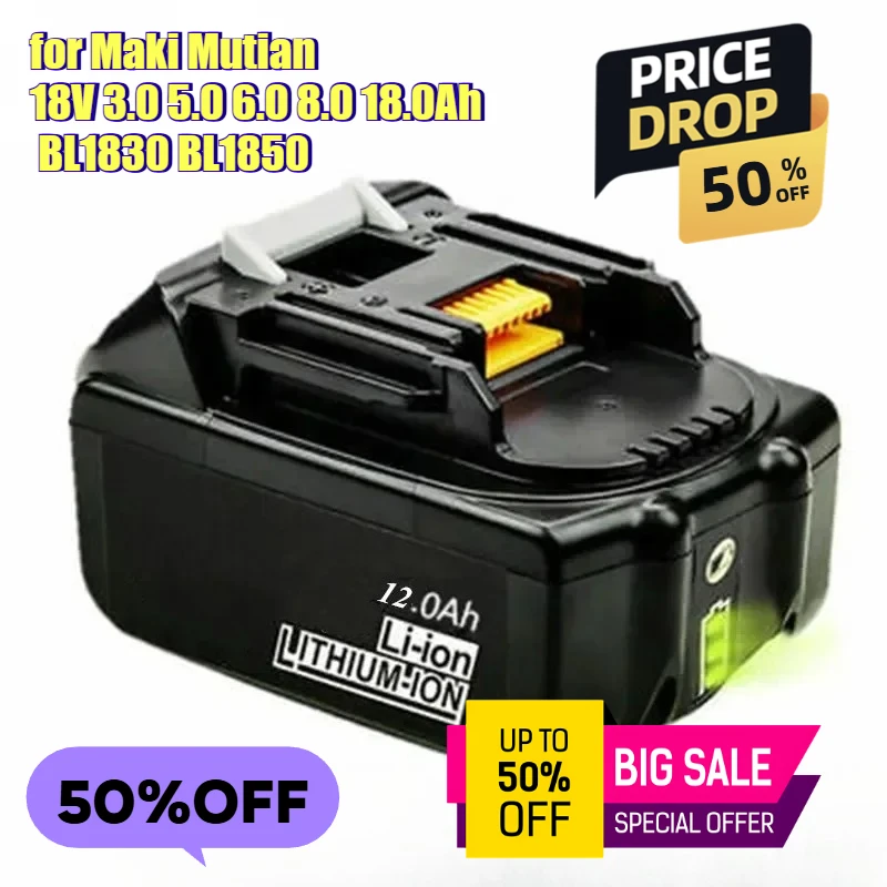 

Multi capacity battery Lithium Battery Pack for Maki Mutian 18V BL1830 BL1850 Cordless Power Tool Accessories