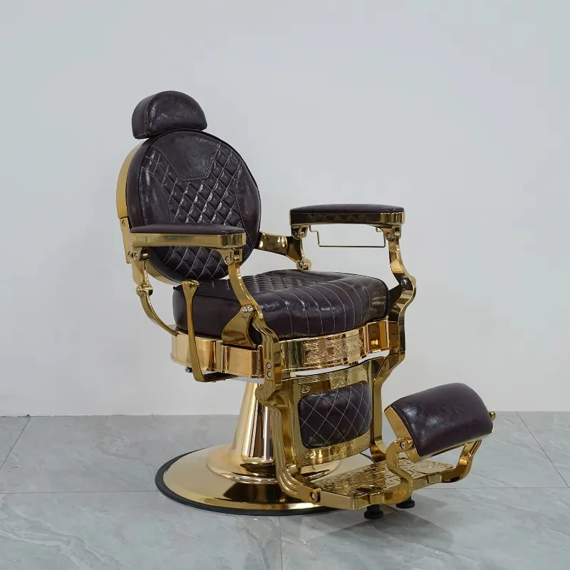 Black Gold Luxury Design Contemporary Metal Barber Chair with Comfortable Seat for Men's Hair Salon and Barbershop