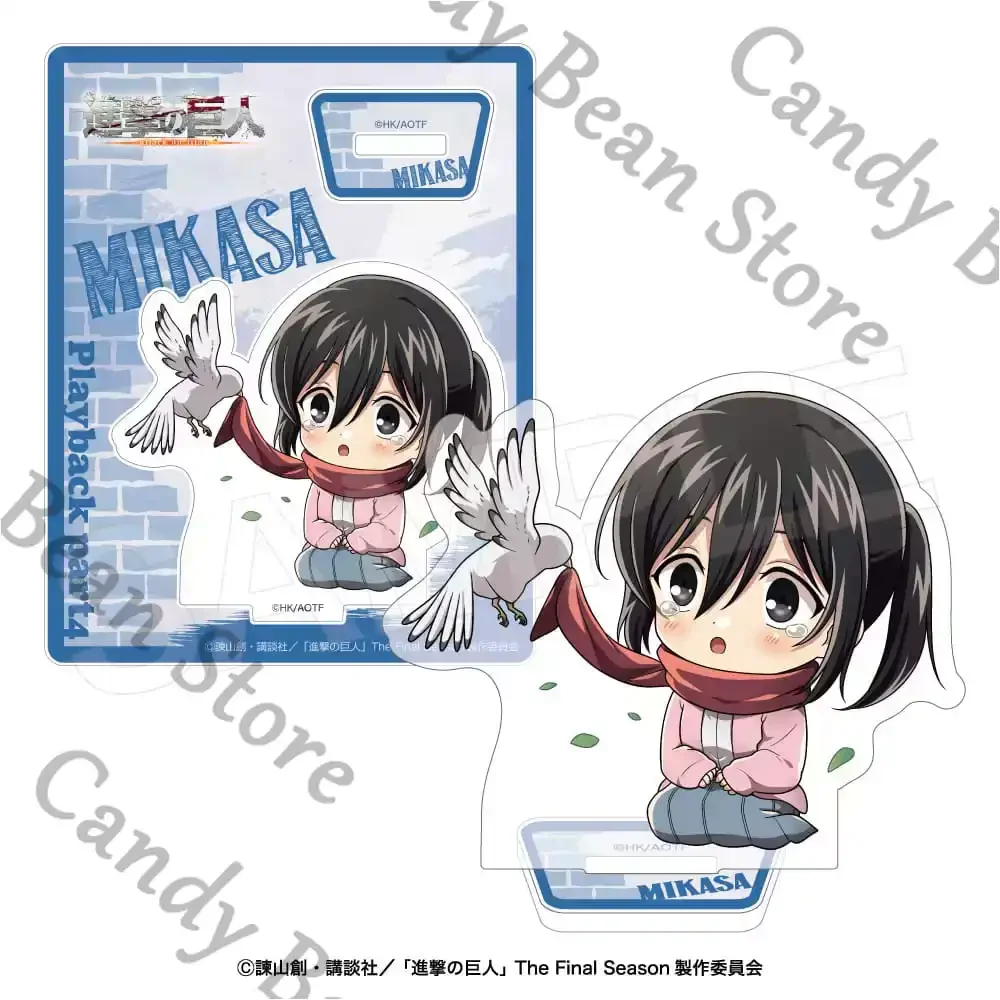 アニメ正規品-進撃の巨人-ミカサ・アッカーマン-ピークフィンガー-コスプレ-qバージョン-アクリル製スタンドサイン-漫画フィギュアスタンド飾り