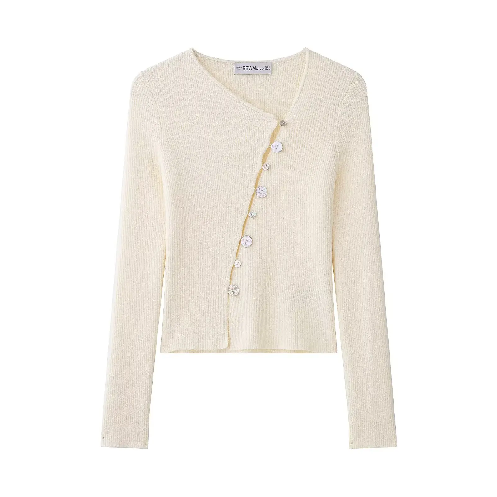 

Новая женская вязаная куртка с асимметричными пуговицами и длинными рукавами в стиле «hot girl» для весны и лета 2026 года