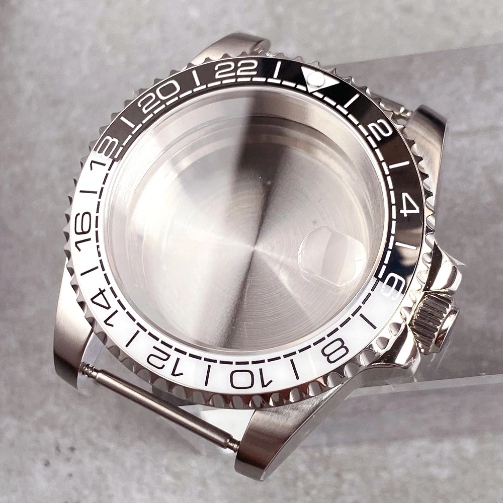 Tandorio New 200m Waterproof 40mm Diver Style New Black White Bezel Sapphire Crystal Glass Watch Case For NH34 NH35 NH36 ETA2824