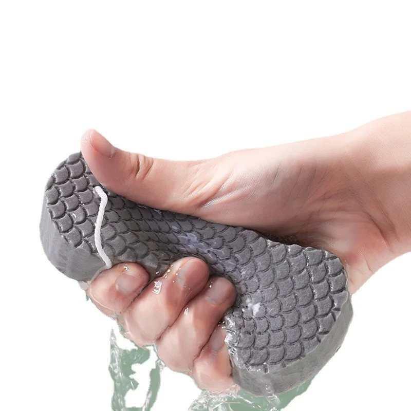 Spugna 3D spugne esfolianti per il lavaggio del bagno strumento per lo scrub del bagno a squame di pesce per adulti bambini n.