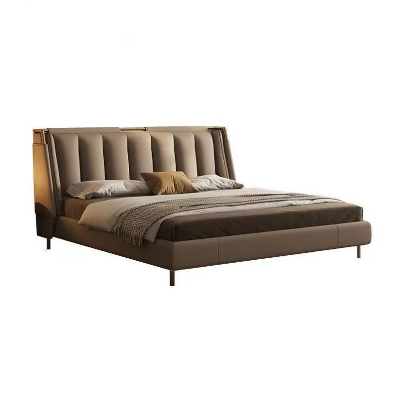 

Modern simple master bedroom double bed wabi-sabi cream wind small apartment 1.8 meters bed Internet celebrity wedding