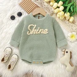 Newborn Baby Bodysuits Knitted Infant Girl Boy Jumpsuit Long Sleeve Fall Winter Children Clothes Fashion Solid Letter 0-18M Tops