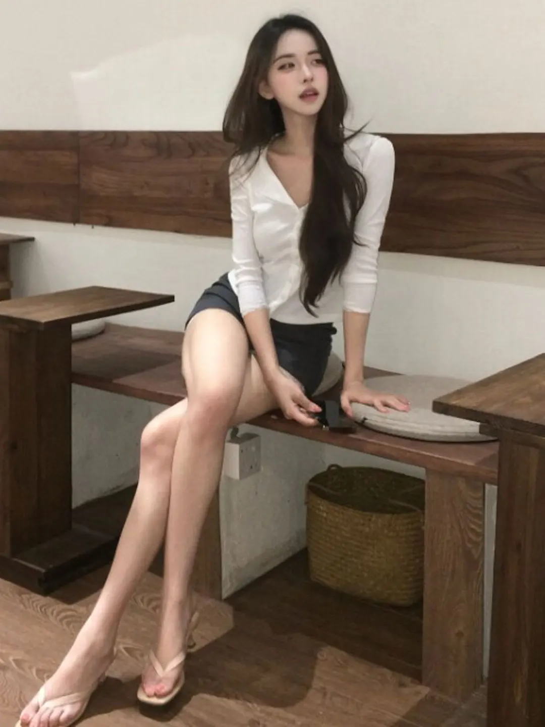 

Unique Korean Style White Shirt Beautiful Design Not Repeating Summer 2026 Women's Fashion Slim Fit Long Sleeve V-Neck Button up