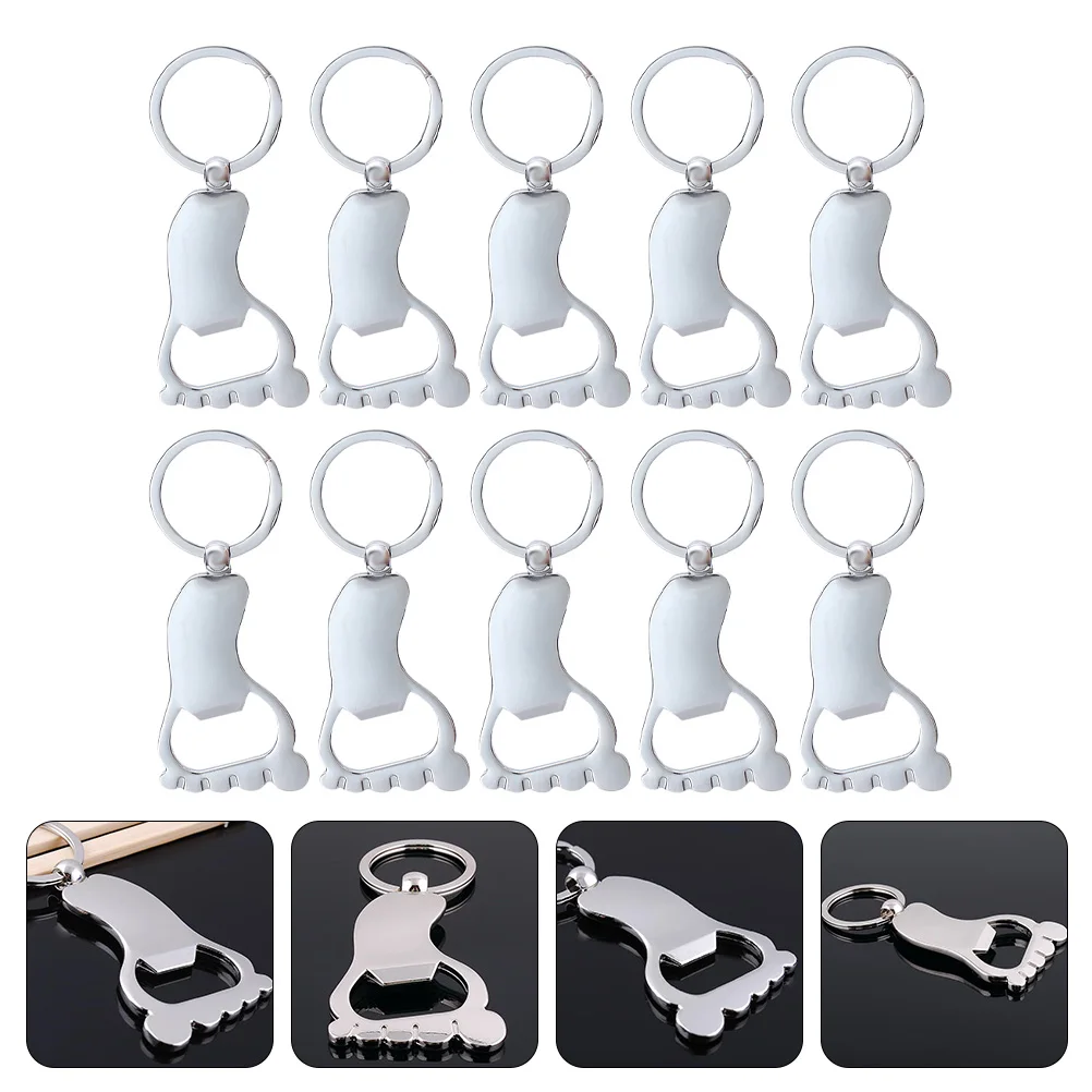 

10pcs Foot-Shaped Bottle Opener Metal Keychain Compact Wear-Resistant Adorable Beer Opener Home Kitchen Camping Travel Gift