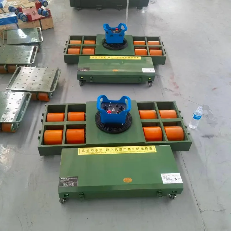 Remote Control Electric Transporter Zero Turn Radius Battery Powered Load Moving Skates 30Ton Industrial Transporter